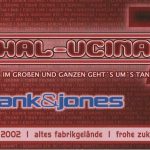 Flyer zur Party Altes Fabrikgelände Frohe Zukunft Halle 2002