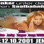 Flyer zur Party Bunker unter dem alten Saalbahnhof 2001