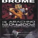 Flyer zur Party MusicDrome Halle 2002, Arachno, Einar, Vinyl-S, Pulque, Tone
