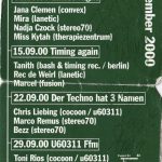Flyer zur Party Soundsize Marienthal 2000, Jana Clemen, Mira, Nadja Czock, Miss Kytah, Tanith, Rec de Weirl, Marcel, Chris Liebing…