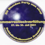 Flyer zur Party Schleifscheibenunion Dresden 2001, Ray Spect, Insect, Liquid Sky, Andreas Mueck, Pepe, Marty, Space, Der Stammtisch…