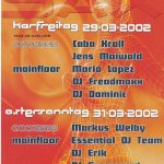Flyer zur Party Tiefenrausch / Sax Doelzig 2002, ATB, Andre Tanneberger, Caba Kroll, Jens Maiwald, Mario Lopez, Freadmaxx, Dominic…