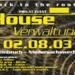 Flyer zur Party Steinbruch Niedersachswerfen 2003, Heinz Felber, Joschi, W.O.O.D., IMO, Christian Decade Underground, F.U.N.K.Y.