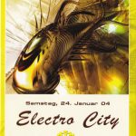 Flyer zur Party Electro City Soundgarden Leipzig 2004, Electric Poppers, Howie Manson, Malcom, Ben Cropp