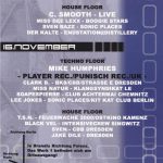 Flyer zur Party Werk 1 Brandis am 2. und 16. November 2002.