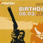 Flyer zur Party Fresh Guide Mitteldeutschland präsentiert Werk 1 Brandis Geburtstag am 8. März 2003.