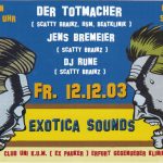 Flyer zur Party Exotica Sounds im Uni.Kum Erfurt am 12. Dezember 2003
