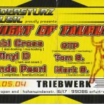 Flyer zur Party Night of Taurus im Triebwerk Erfurt am 19. Mai 2004