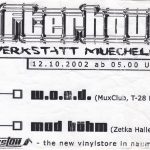 Flyer zur Party Werkstatt Mücheln 2002